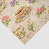 Vintage Teapot Teacup Ephemera Floral Tissuepapier (Detail)