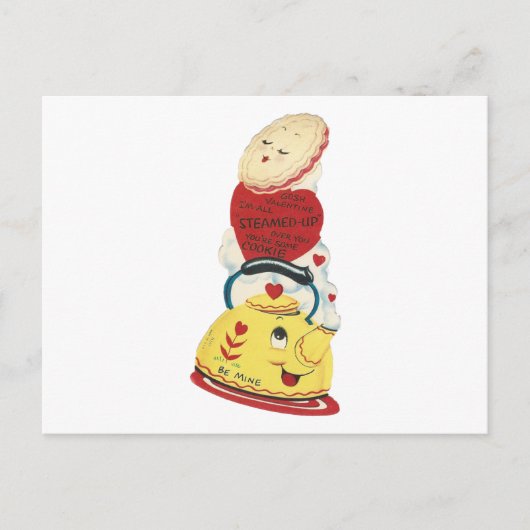 Vintage Teapot Valentijn Feestdagenkaart (Voorkant)