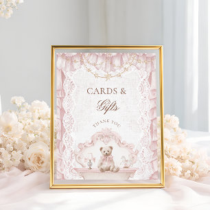Vintage Teddy Bear Baby Shower Kaarten en Cadeaus Poster