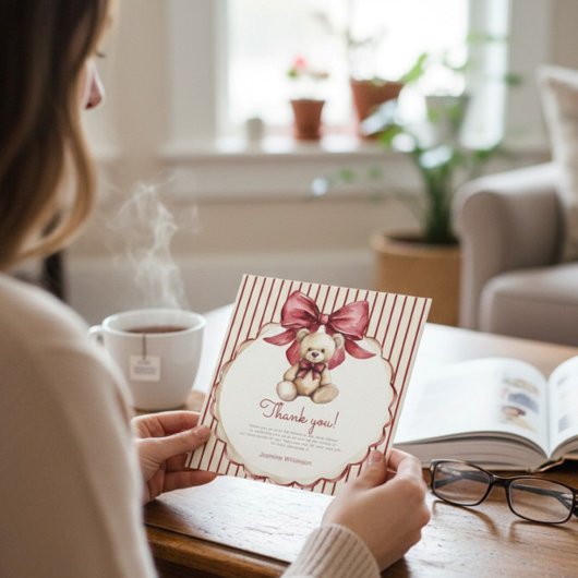 Vintage Teddy Bear Baby Shower Thank You Bedankkaart