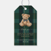 Vintage Teddy Bear Plaid Polo Baby Shower Cadeaulabel (Voorkant)