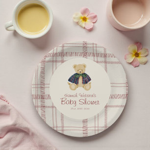 Vintage Teddybeer Baby Shower Papieren Bordje