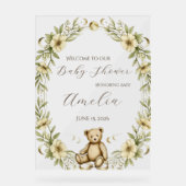 Vintage Teddybeer Babyshower Welkom Bord (Voorkant)