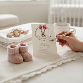 Vintage Teddybeer Boog Baby Shower Kaart
