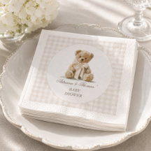 Vintage teddybeer geruite babyshower