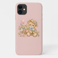 Vintage Teddybeer Viering met Wilde Bloemen