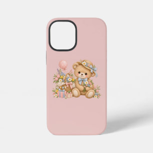 Vintage Teddybeer Viering met Wilde Bloemen  iPhone 12 Mini Hoesje
