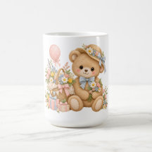 Vintage Teddybeer Viering met Wilde Bloemen