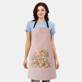 Vintage Teddybeer Viering met Wilde Bloemen Schort (Gedragen)