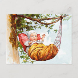 Vintage Tekening: Baby in een Hangmat Briefkaart