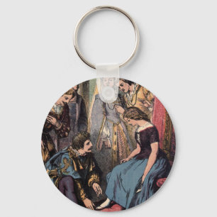 Vintage Tekening: Cinderella en de Prins Sleutelhanger