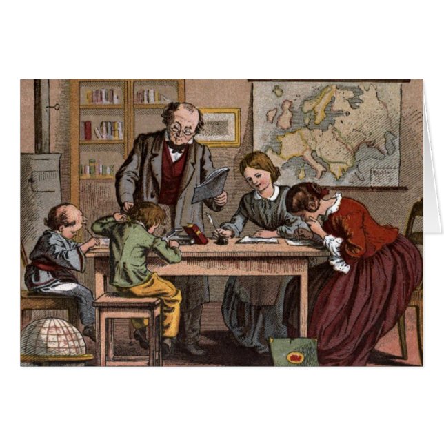 Vintage Tekening: De antiek Leraar van de School (Voorkant Horizontaal)