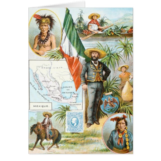 Vintage Tekening: De Collage van Mexico (Voorkant)