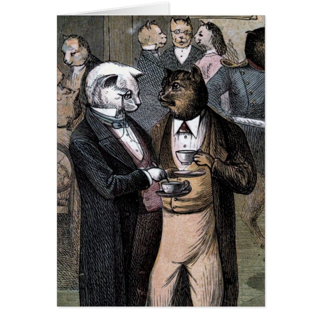 Vintage Tekening: De katten Teaparty (Voorkant)