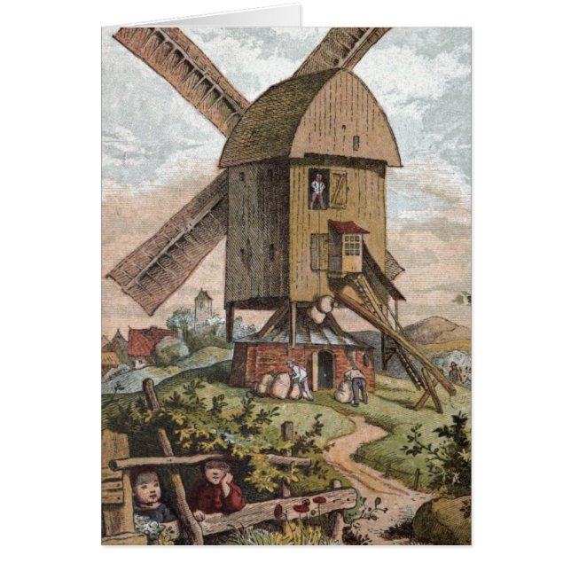 Vintage Tekening: De oude Molen (Voorkant)