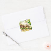 Vintage Tekening: De schapen Vierkante Sticker (Envelop)