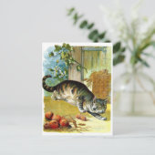 Vintage Tekening: De sluwe Kat Briefkaart (Staand voorkant)