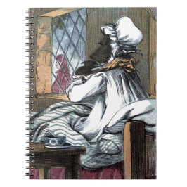 Vintage Tekening: De wolf in de Kleren van de Oma Notitieboek