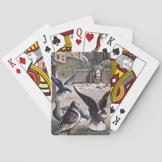 Vintage Tekening: Drager Pidgeons Pokerkaarten (Achterkant)