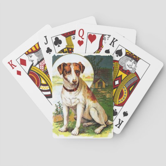 Vintage Tekening: Hefboom Russel Terrier Speelkaarten (Achterkant)