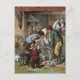 Vintage Tekening: HoefijzerSmith Briefkaart