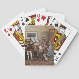 Vintage Tekening: Kinderen in de Klasse van de Speelkaarten