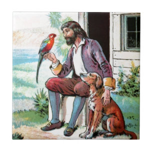 Vintage Tekening: Metgezellen van Eenzame Uren Tegeltje