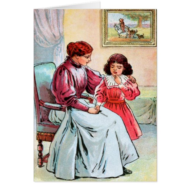 Vintage Tekening: Moeder en Dochter (Voorkant)