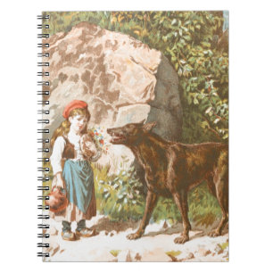 Vintage Tekening: Rode Berijdende Kap en de Wolf Notitieboek
