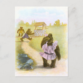 Vintage Tekening: Teddyberen en een Put Briefkaart
