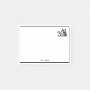 Vintage tekening van een wild zwijnenhoofd zwart-w post-it® notes