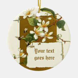 Vintage tekening van witte bloemen ornament