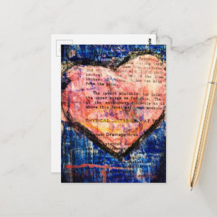 Vintage Tekstboek Roze Hart Mixed Media Collage Briefkaart