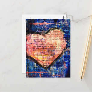 Vintage Tekstboek Roze Hart op Blauwe Mixed Media Briefkaart