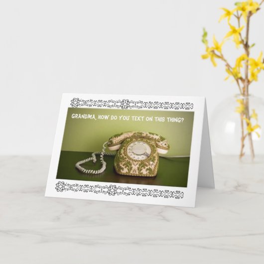 Vintage Telefoon - Texting Kaart (Gele Bloem)