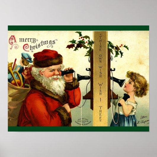Vintage - Telefoonoproep van Santa Poster (Voorkant)