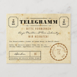 Vintage Telegramm Save the Date