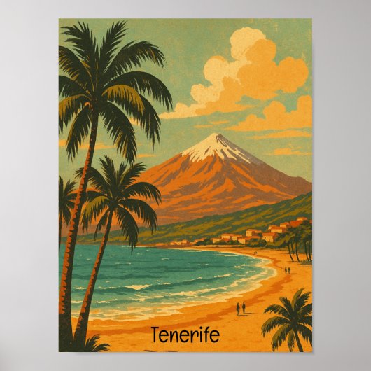 Vintage Tenerife Canary Island Mount Teide Travel  Poster (Voorkant)