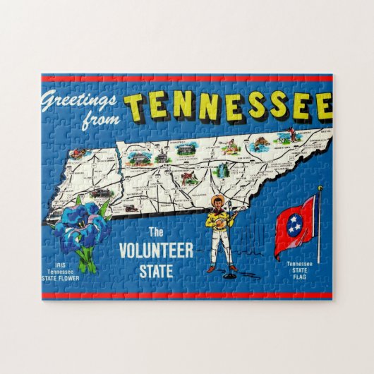 Vintage Tennessee 11x14 kaart legpuzzel (Horizontaal)