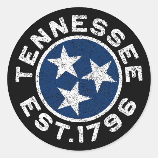 Vintage Tennessee Ronde Sticker (Voorkant)
