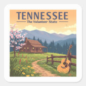 Vintage Tennessee Vierkante Sticker (Voorkant)