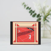 Vintage Tennis Briefkaart (Staand voorkant)