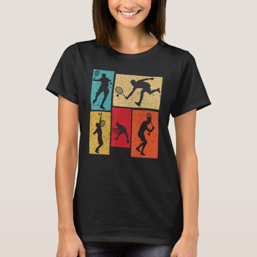 Vintage Tennis Silhouette Retro Vintage Player T-shirt (Voorkant)