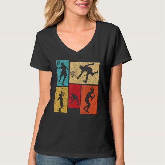 Vintage Tennis Silhouette Retro Vintage Player T-shirt (Voorkant)