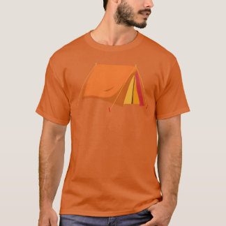 Vintage tent in orange and red with camping flair t-shirt