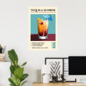 Vintage Tequila Sunrise Cocktail Recipe Artwork Poster (Thuiskantoor)