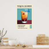 Vintage Tequila Sunrise Cocktail Recipe Artwork Poster (Keuken)