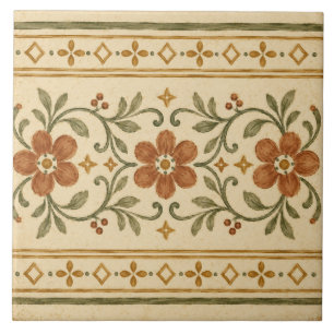 Vintage Terracotta Bloemenslinger Tuinrand Tegeltje