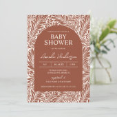 Vintage Terracotta Wildflower Baby shower Kaart (Staand voorkant)