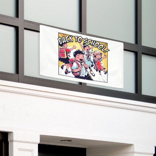 Vintage Terug naar school Spandoek (Buitenkant Gebouw)